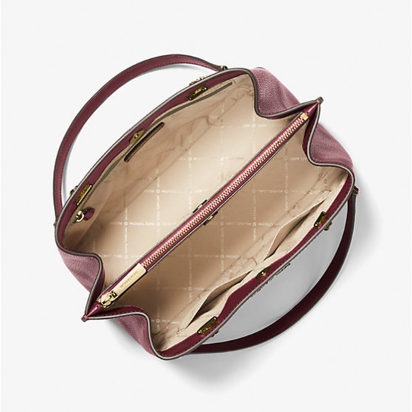 MICHAEL KORS
Teagan Large Pebbled Leather Shoulder Bag
COLOR DARK CHERRY 
NWT - Picture 2 of 3